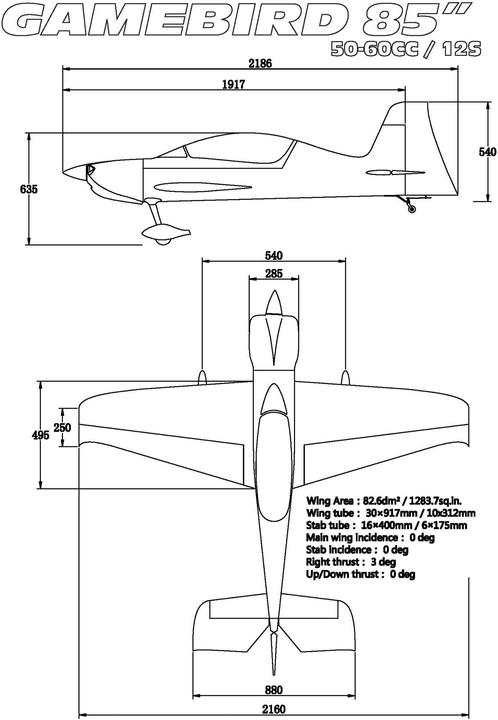 Produktbild Extremeflight-RC gamebird gb1 85" rot/weiss arf