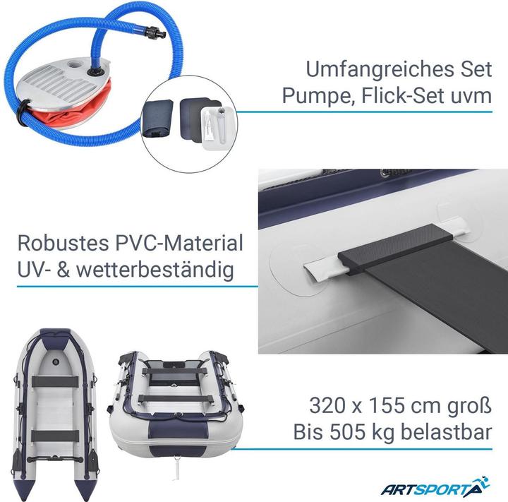 Actual product image Juskys Schlauchboot mit Sitzbänken (320 cm, 4 Persons)