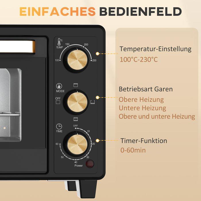 Immagine prodotto Swisshandel24 Minibackofen 16 L 1400W Mini Backofen 100-230℃ 60 Min. Timer Schwarz