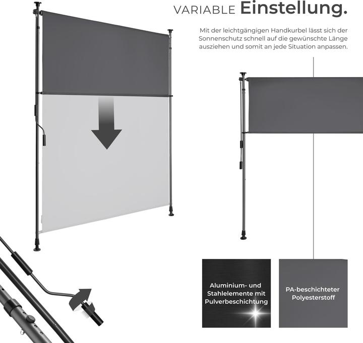 Produktbild tectake Klemmmarkise Taija mit Handkurbel (1.28 m)