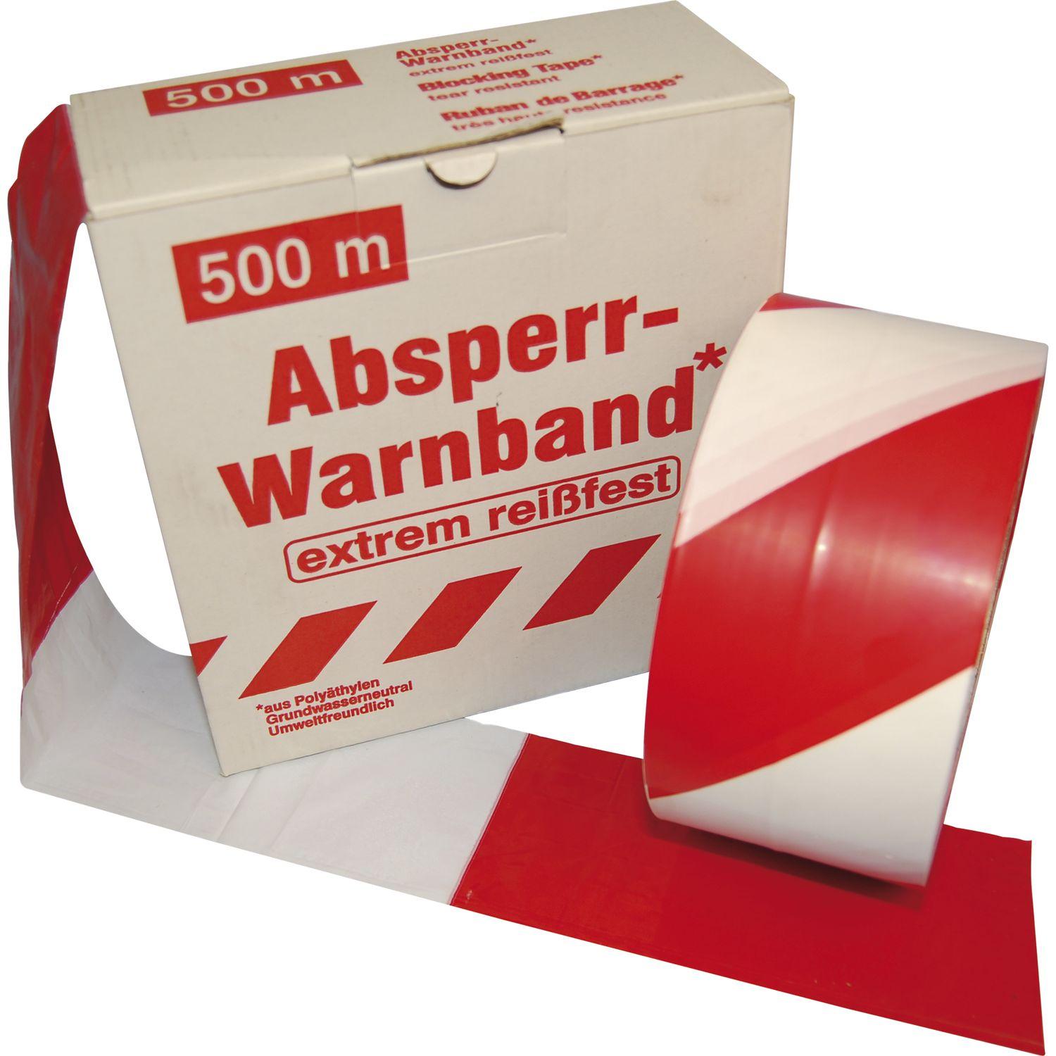 Foltec, Klebeband, Warnband / Absperrband 80mm x 500m Rot und Weiss - extrem Reissfest (80 mm)