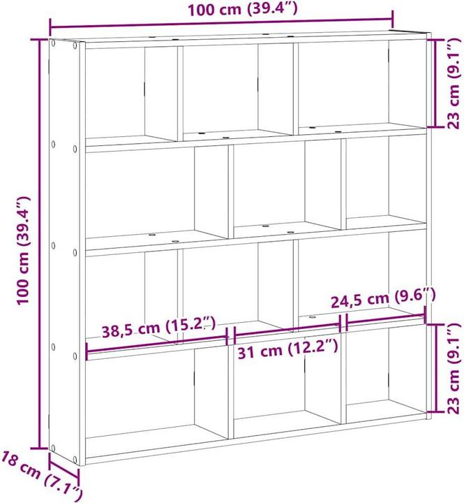Produktbild vidaXL Würfelregal (100 x 18 x 100 cm)
