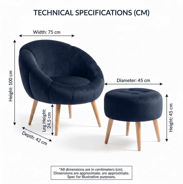 Produktbild Atelier del Sofa Lida Wing Chair & Pouffe Set (2 Pieces)