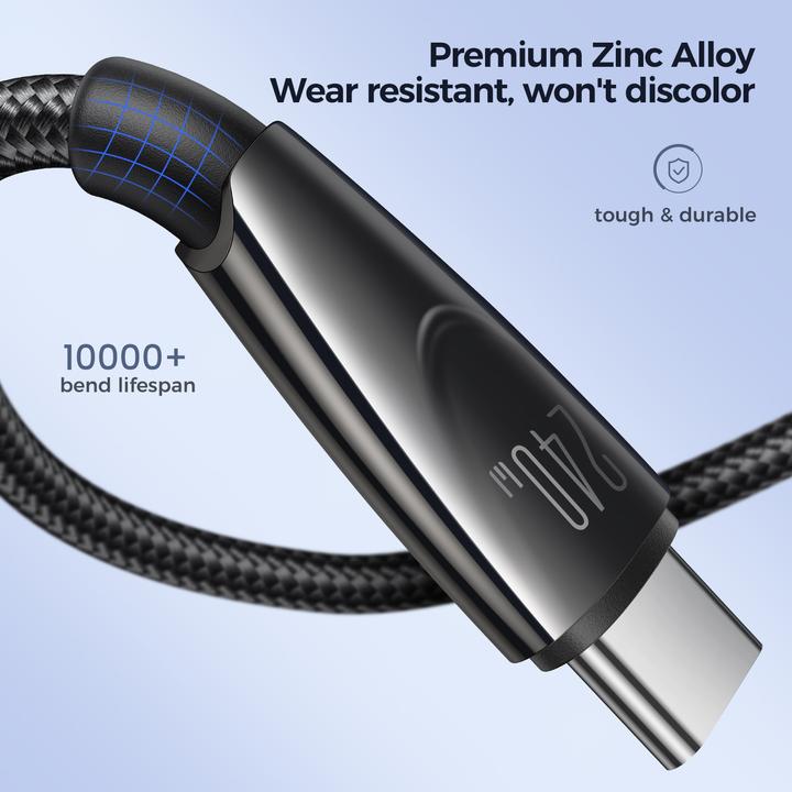 Actual product image Joyroom Pioneer Series SA31-CC5 USB-C / USB-C cable 240W 1.2m - black (1.20 m, USB 3.2 Gen 1, 240 W)