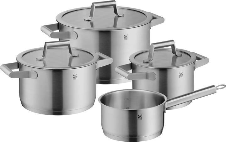 WMF Topfset Induktion Kochtopfset 4tlg Glasdeckel Comfort Line Edelstahl matt (24 cm, Kochtopf)