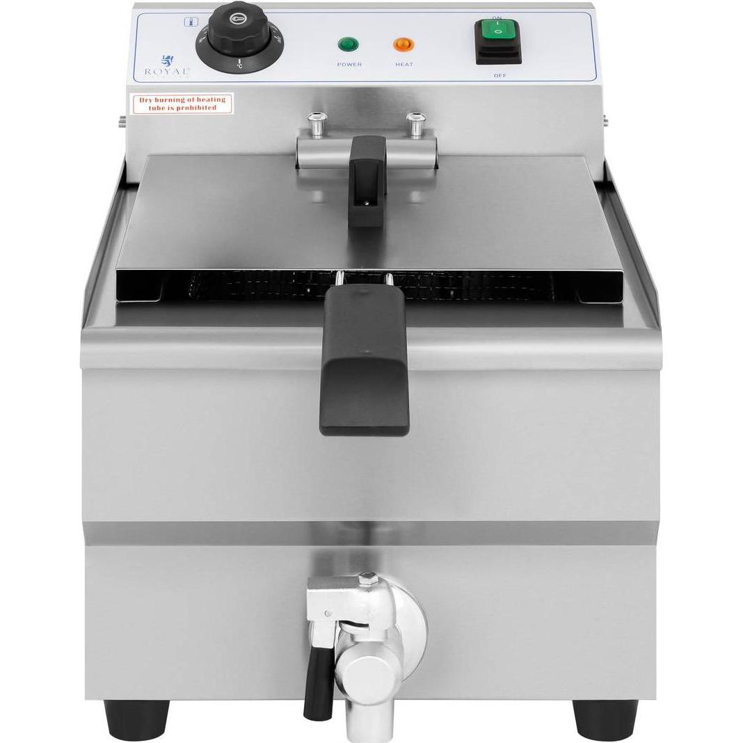 Thumbnail - Royal Catering Fritteuse Elektro Fritteuse Edelstahl Gastronomie Ablasshahn Kaltzone 3200 W 13L, Fritteuse, Silber