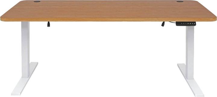 Produktbild Swisshandel24 Schreibtisch, Computertisch, elektrisch höhenverstellbar 160x80cm 53kg braun Struktur, weiss (160 x 80 x 121 cm)