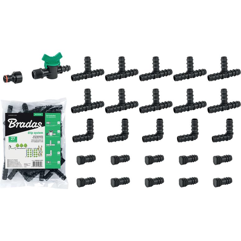 Bradas, Bewässerungssystem, Tropfbewässerung Zubehör Set 16 mm, 27-tlg
