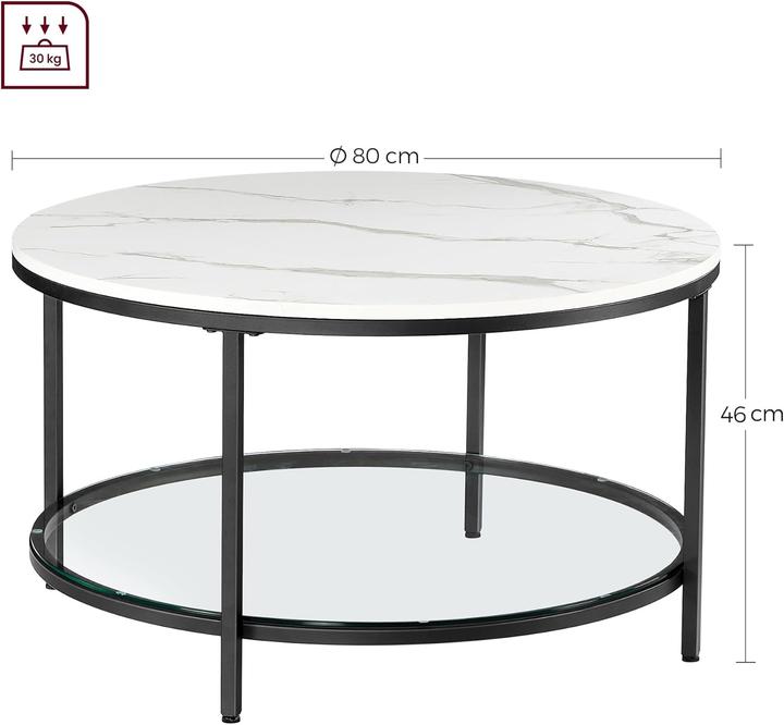Actual product image Vasagle Couchtisch aus Marmor (80 x 80 x 44.50 cm)