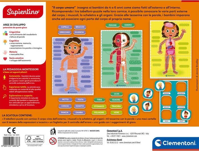 Immagine prodotto Clementoni Sapientino Montessori 4 anni, gioco educativo per conoscere il corpo umano dei bambini, An