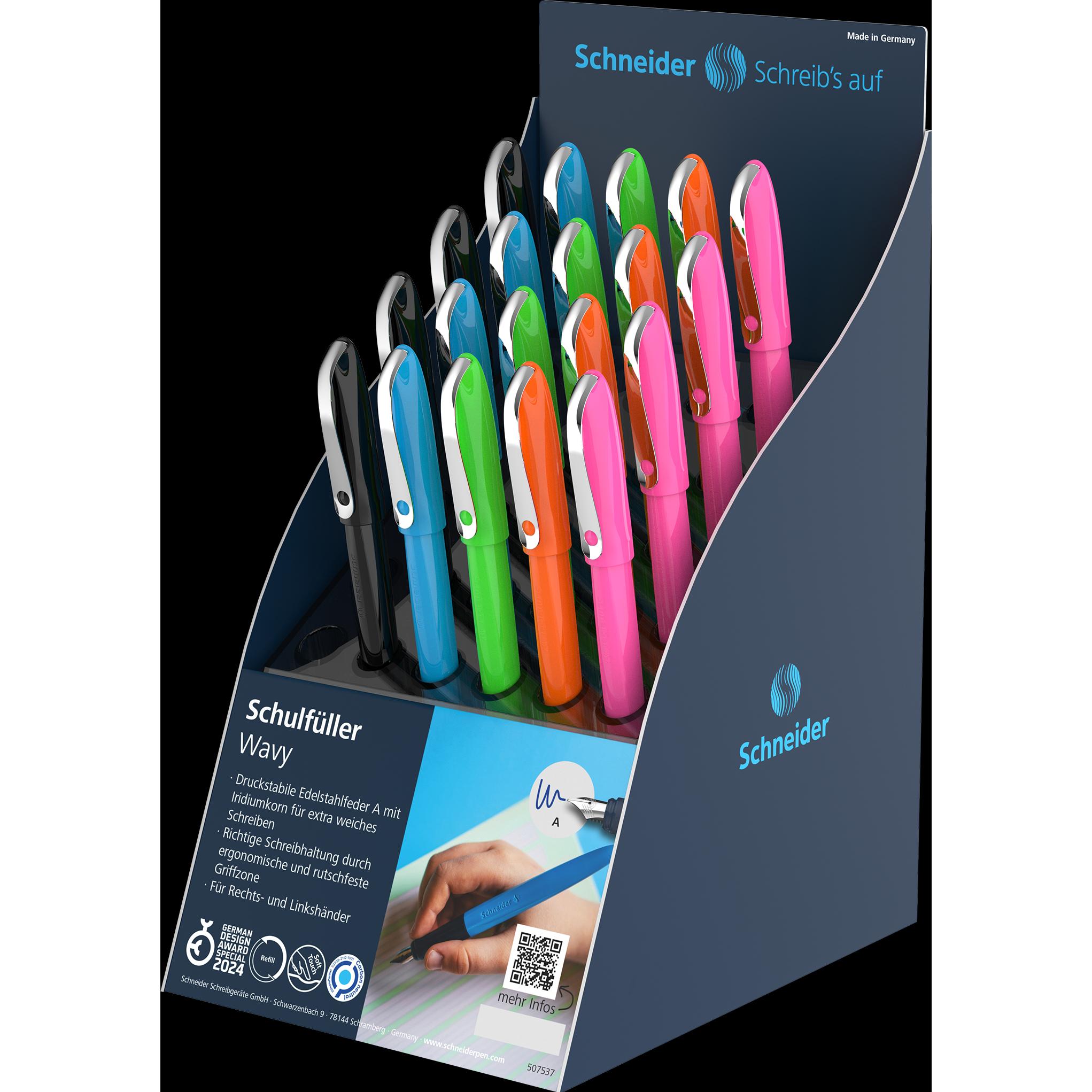 Schneider, Schreibstifte, Display Füller Wavy (Tiefblau, 4 x)