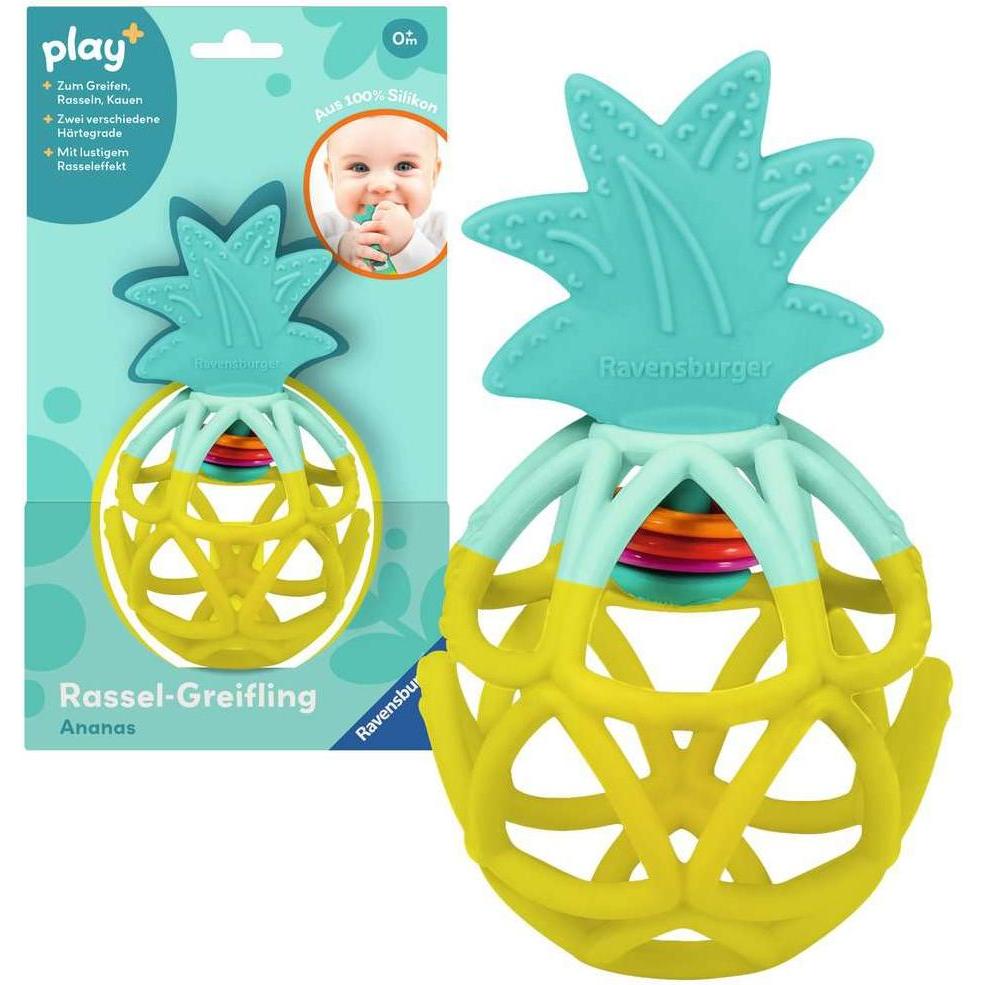 Thumbnail - Ravensburger, Greifling, 4869 play+ Rassel-Greifling: Ananas, Zahnungshilfe, Silikon Baby-Spielzeug ab 0
