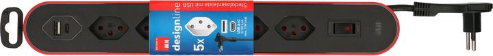 Image du produit Max Hauri Design Line avec interrupteur (5x, Type 13, USB-A, USB-C, 2.20 m)