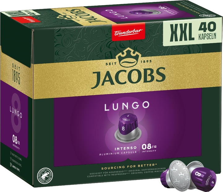 Produktbild Jacobs Kaffeekapseln Lungo 8 Intenso 5 x 40 Stück (5 x Port.)