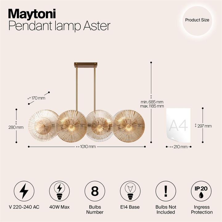 Produktbild Maytoni PENDANT LAMP MOD007PL-08G1 (E14)