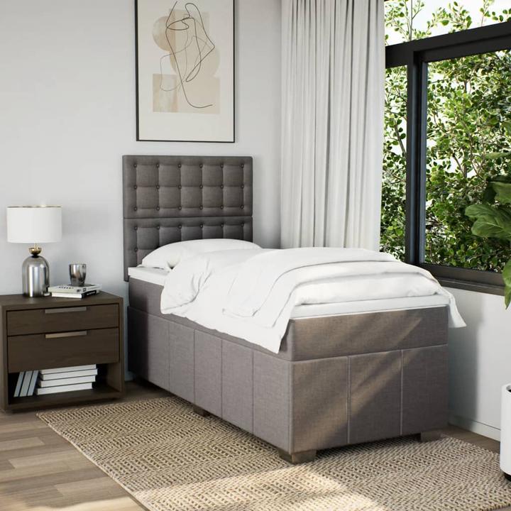 Actual product image vidaXL Boxspringbett Einzelbett Polsterbett Bett Matratze Taupe 80x200cm Stoff (80 x 200 cm)
