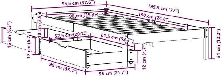 Image du produit vidaXL Bettrahmen (90 x 190 cm)