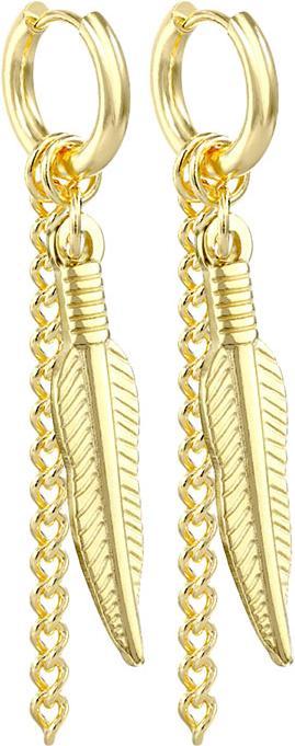 Immagine prodotto Star Piercing Orecchino placcato oro con ciondolo a forma di piuma e catena (senza ottone, Acciaio chirurgico 316L)