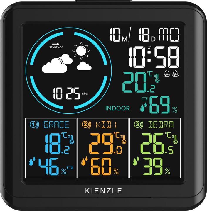 Produktbild Kienzle Funk DCF Wetterstation mit 3 Aussensensoren