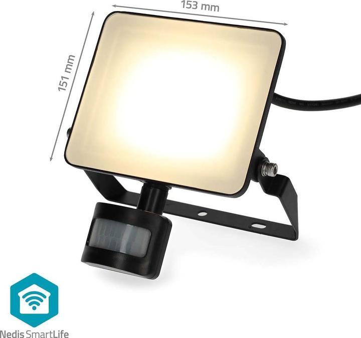 Actual product image Nedis Smartlife-Aussenleuchte | Bewegungssensor | 1620 lm | Wi-Fi | 20 W | Warm bis kühlen weiss | 300 (1620 lm, IP44)