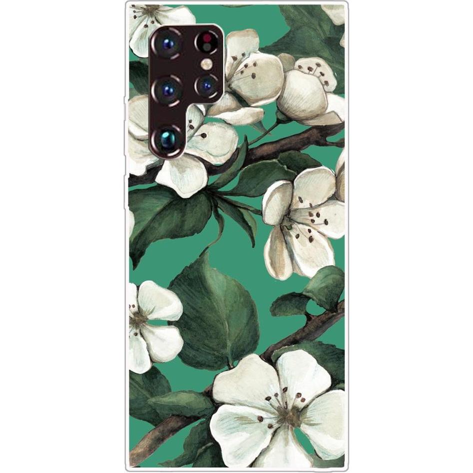 Cover-Discount Galaxy S22 Ultra - Silikon Gummi Hülle Blüten (Samsung Galaxy S22 Ultra), Smartphone Hülle, Mehrfarbig