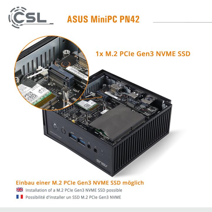 Actual product image CSL Mini PC ASUS PN42 N200 / 1000 GB M.2 SSD / 16 GB RAM / Win 11 Pro (Intel N200, 16 GB, 1000 GB, Intel UHD Graphics)