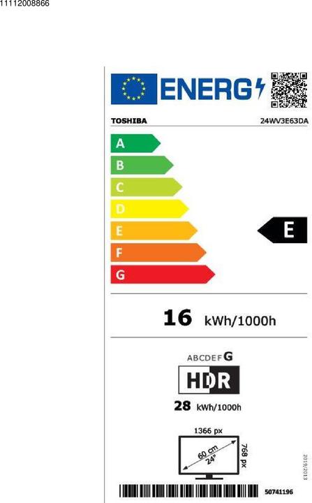Energy Label Toshiba 24WV3E63DA (24", HD)