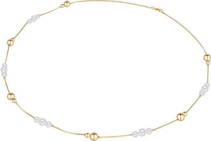 Produktbild Lulu & Jane Damen Messing Muschelkernperle gelbgold 90,0 cm - 29461 (Messing, 90 cm)