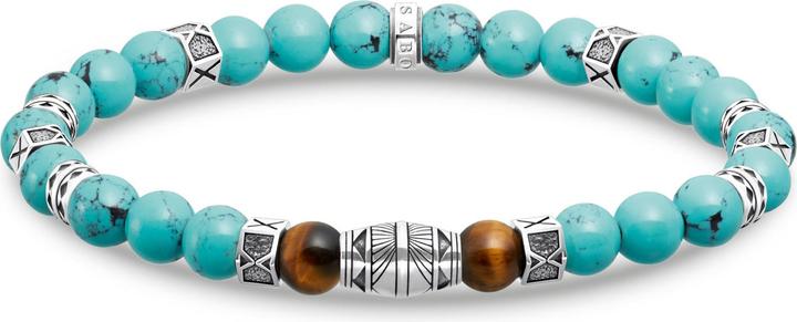 Produktbild Thomas Sabo Armband mit Türkisen Beads und Tigerauge Beads Silber (15.50 cm, Geschwärzt, 925 Sterlingsilber)