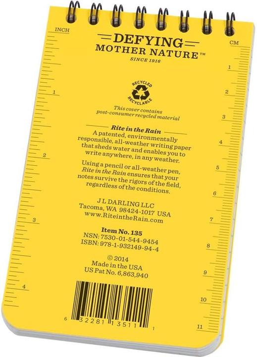 Actual product image Rite in the Rain All Weather Notebook Standard 135 (Checked)