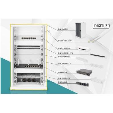 Digitus Netzwerk-Set 254 mm (10") - 12HE, 312 x 300 mm (B x T) (12 HE, 10 Zoll Rack), Serverschrank, Grau