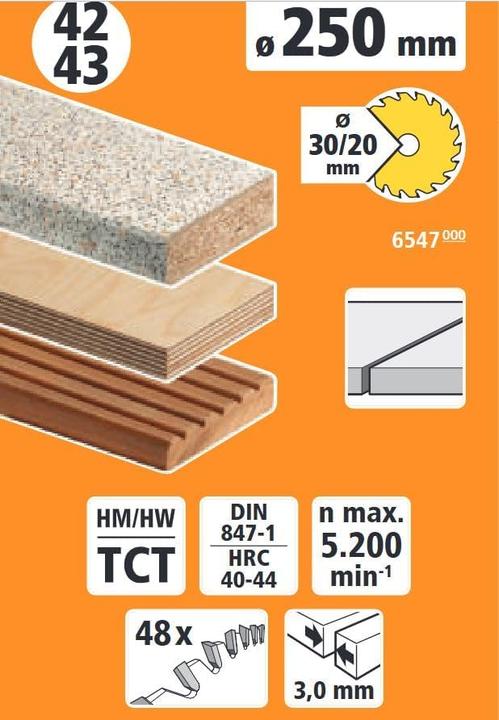 Productafbeelding wolfcraft 1 verstekzaagblad HM 48 tanden ø250mm