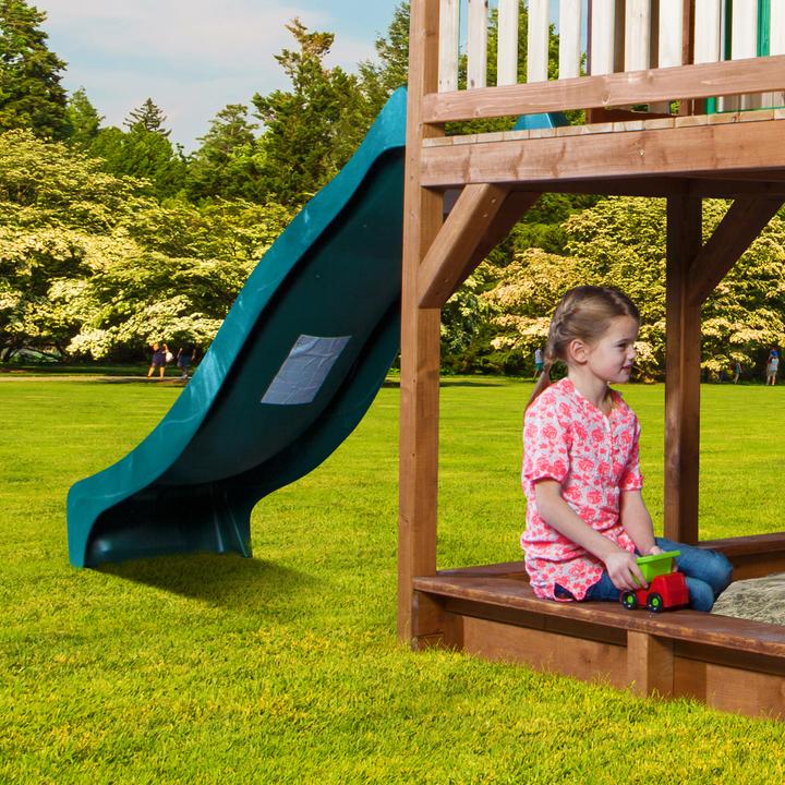 Image du produit Axi Maison de jeu Liam avec balançoire double marron/vert - Slide vert