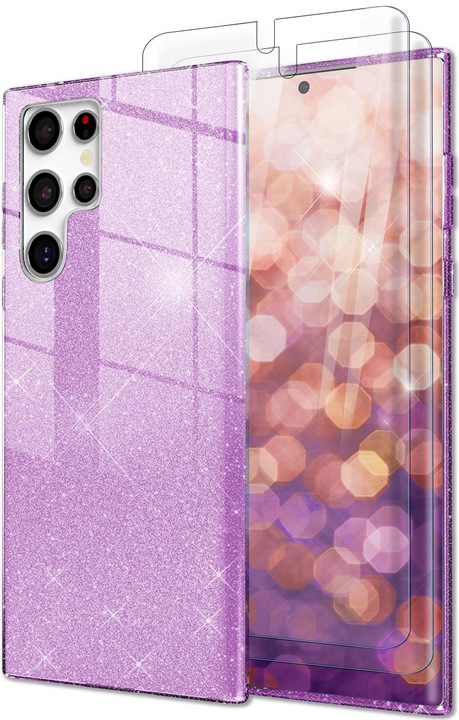 Produktbild Nalia Glitzer Silikon Hülle mit 2x Displayschutz (Samsung Galaxy S23 Ultra)