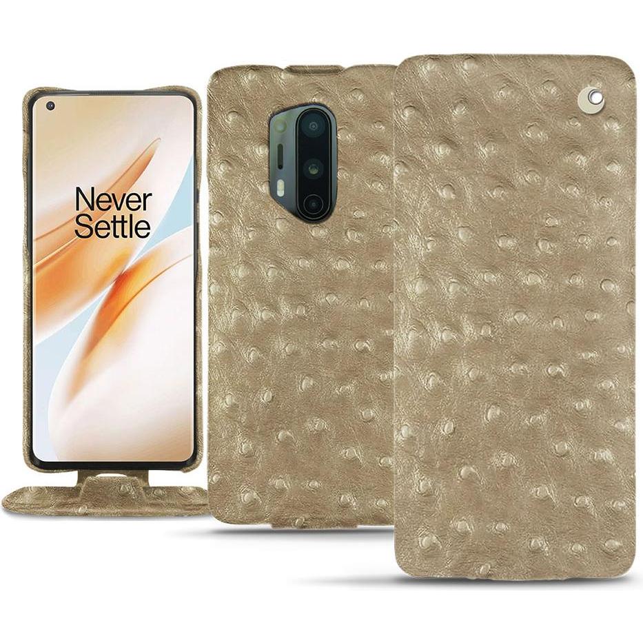 Noreve Lederschutzhülle vertikal (OnePlus 8 Pro), Smartphone Hülle, Beige