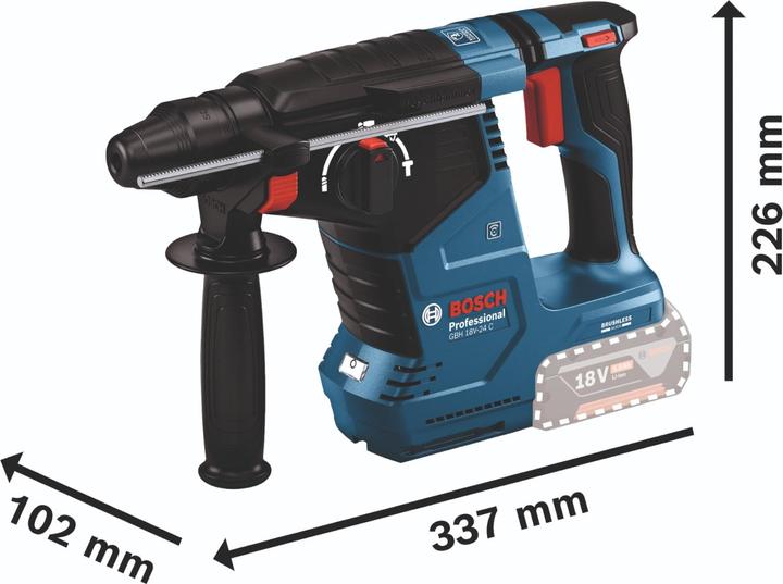Actual product image Bosch Professional Bosch GBH 18V-24 C Professional Akku Bohrhammer 18 V 2,4 J Brushless SDS plus + 2x Akku 5,0 Ah + (Rechargeable battery operated)