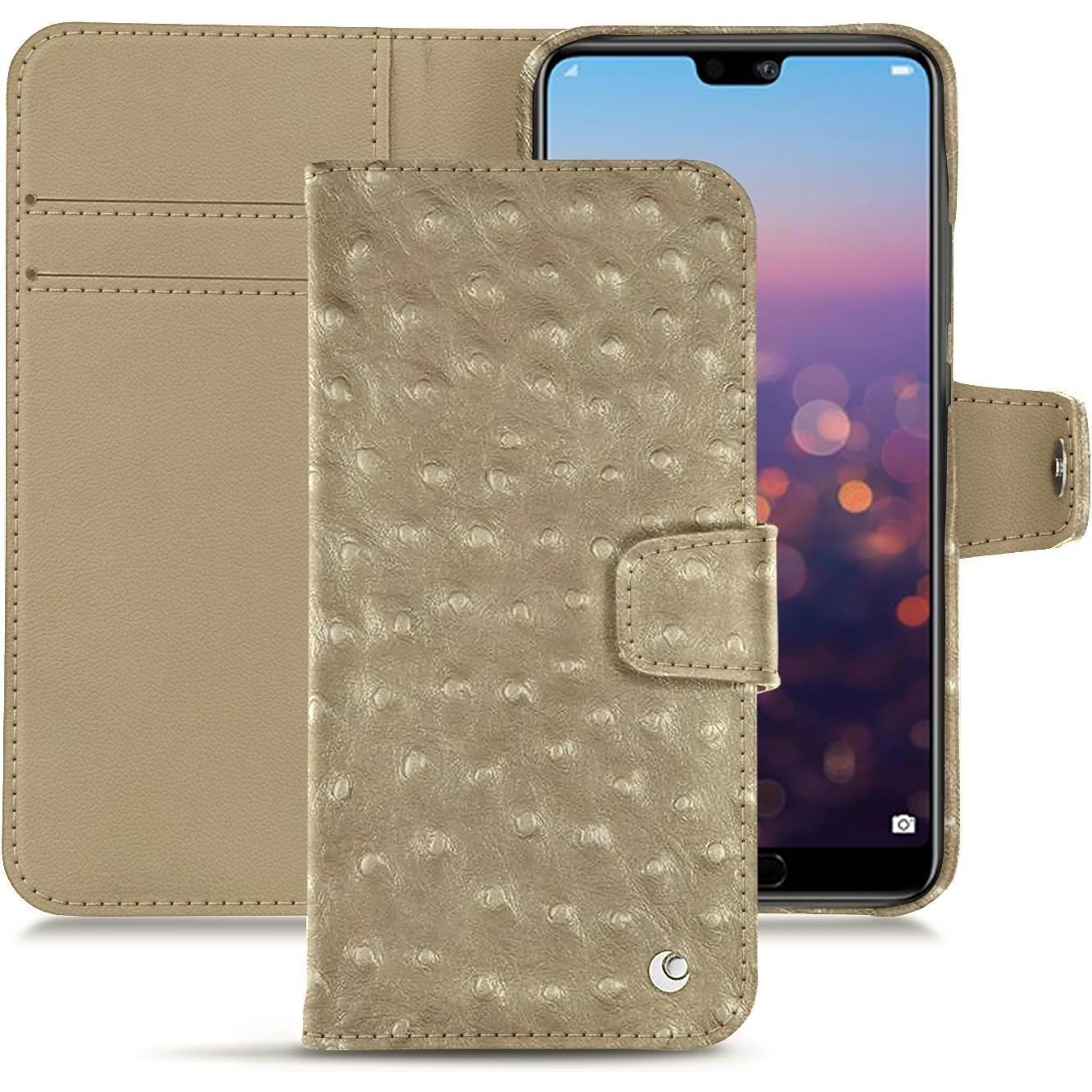 Thumbnail - Noreve Lederschutzhülle horizontal (Huawei P20 Pro), Smartphone Hülle, Rot, Beige