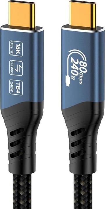 PremiumCord USB4™ Version 2.0 80Gbps 16K@60Hz 240W Thunderbolt 3 auf 4 Kabel 1,5m (1.50 m, 240 W)