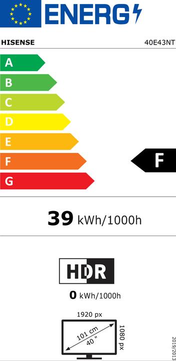 Label énergétique Hisense TV 40E43NT TV 40 pollici Full HD (40", LED, Full HD)