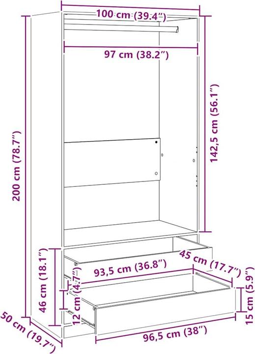 Actual product image vidaXL Morgen (100 x 50 x 200 cm)