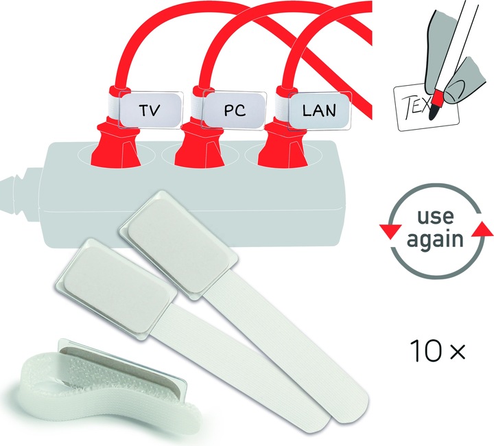 Image du produit Label-the-cable Mini-câbles velcro LTC, paquet de 10 (Serre-câbles velcro, 90 mm, 10 pcs)