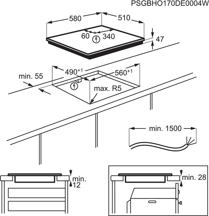 Image du produit Electrolux Gk58tso (58 cm, Table de cuisson en vitrocéramique)