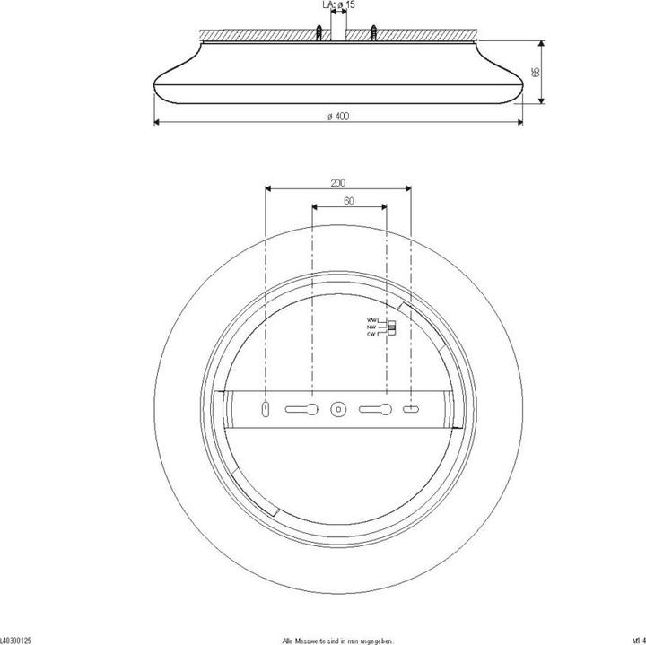 Produktbild EVN Lichttechnik LED-Anbauleuchte IP54 L40300125 3000K, 4000K, 5700K Decken-/Wandleuchte 4037293023 (3160 lm)