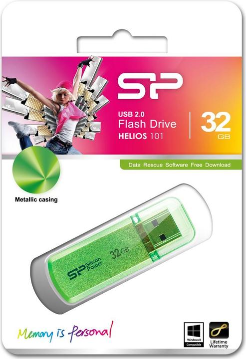 Immagine prodotto Silicon Power memoria USB Helios 101 32GB USB 2.0 Verde (32 GB, USB-A)