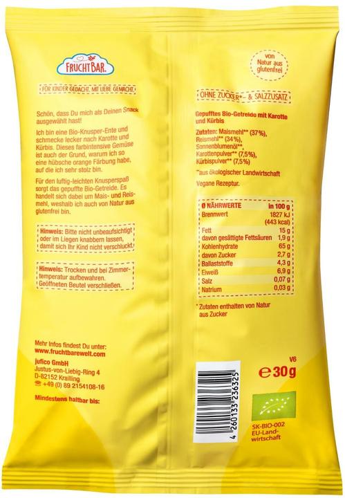 Nährwerte und Zutaten Fruchtbar Bio Knusper-Enten (30 g)