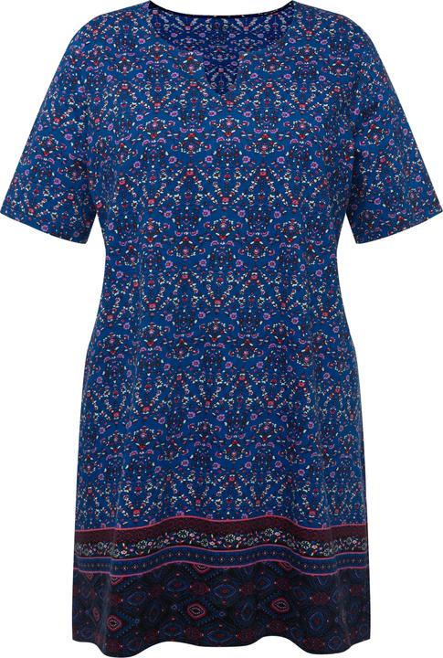 Actual product image Ulla Popken Notch Neck Border Print Knit Tunic (58)