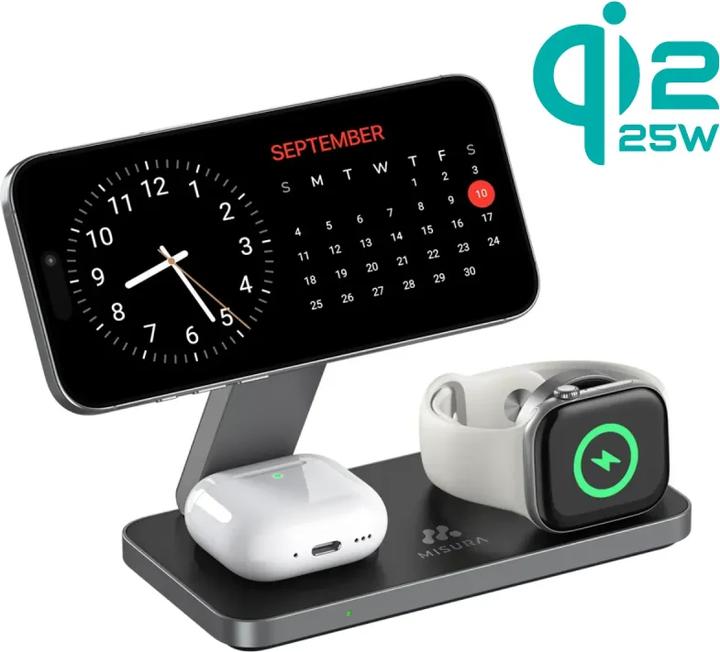 Actual product image Misura MH11 Pro 3-in-1 Faltbare Kabellose Ladestation - BLACK (35 W)