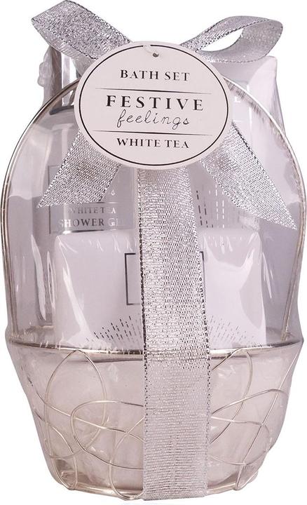 Produktbild Accentra Geschenkset FESTIVE FEELINGS in rundem Drahtkorb, Duft: White Tea