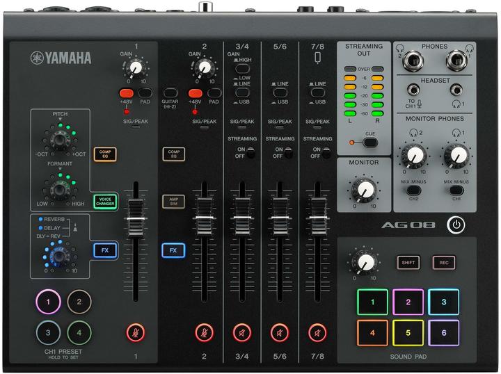 Immagine prodotto Yamaha AG08 Mixer nero per lo streaming live (Mixer da studio e live)
