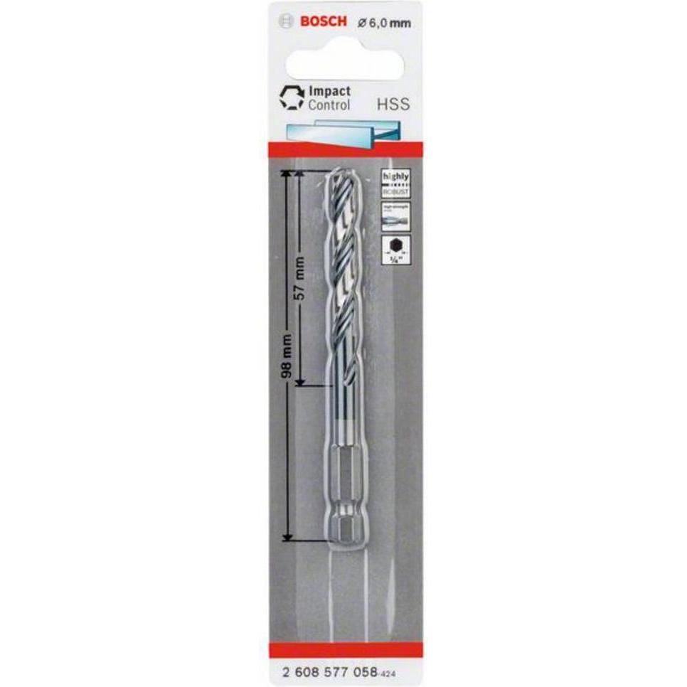 Thumbnail - Bosch Professional Zubehör, Bohrereinsatz, HSS Spiralbohrer mit Sechskantschaft 6,0 mm (6.0 mm)